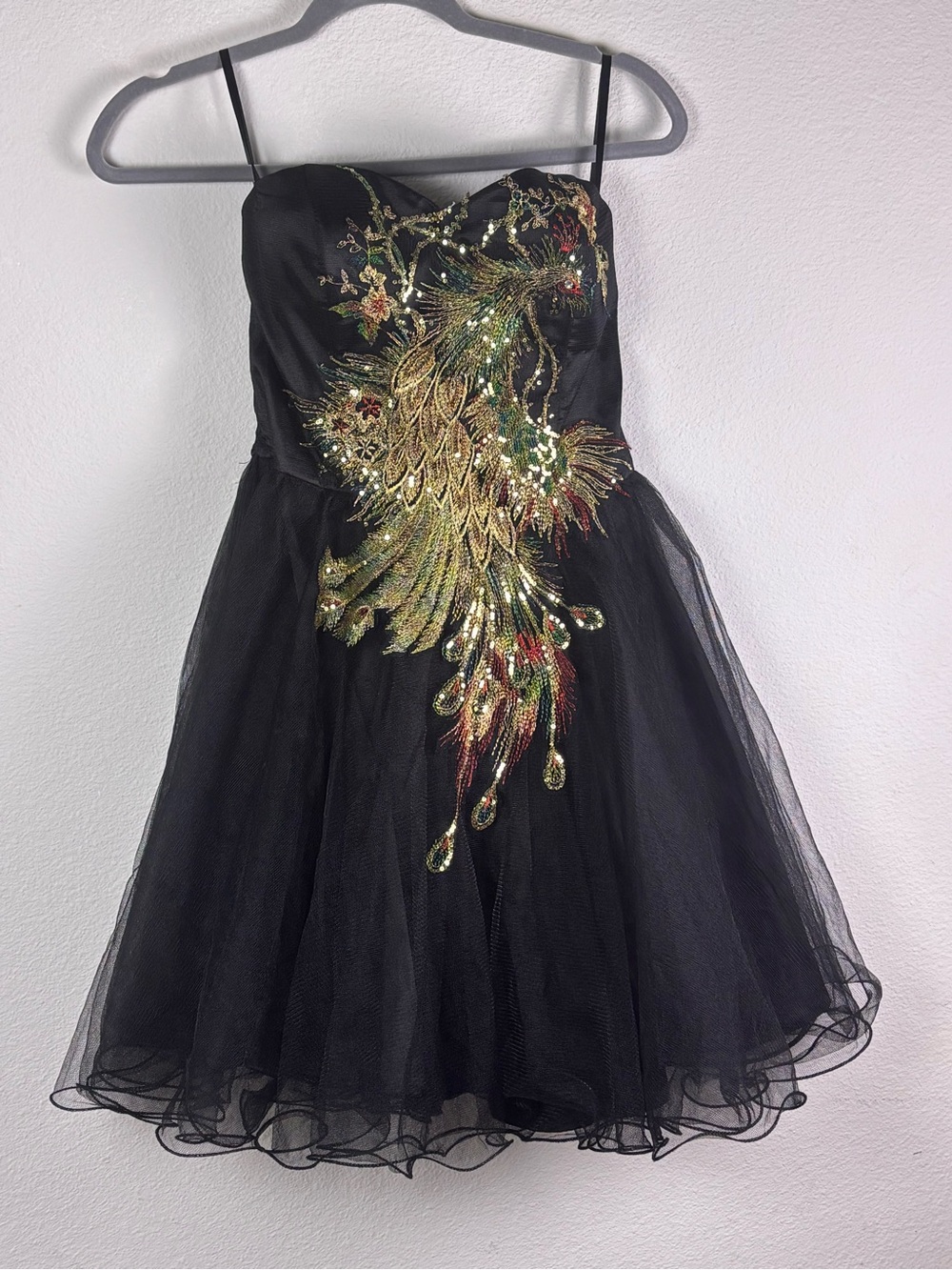 ModCloth homecoming Peacock Tulle Party Dress Size 8 Embroidered Sequin fit - Picture 6 of 9